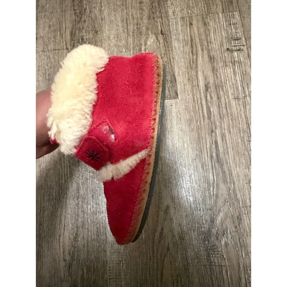 LL Bean Toddler Wicked Good‎ Slipper Boots Red Suede Shearling Fur Size 9-10